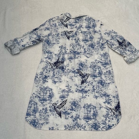 Chico's Blue and White Midi Dress with Chic Style Size 1 or Small - Picture 8 of 16